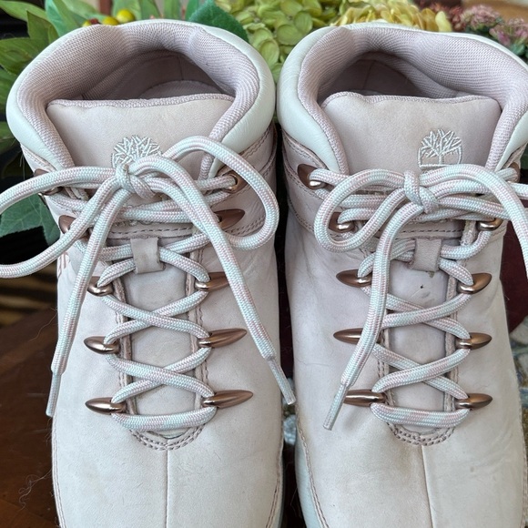Timberland Euro Hiker Sprint Mid Light Pink Nubuck Leather Women's Boots Lace Up - Picture 11 of 15